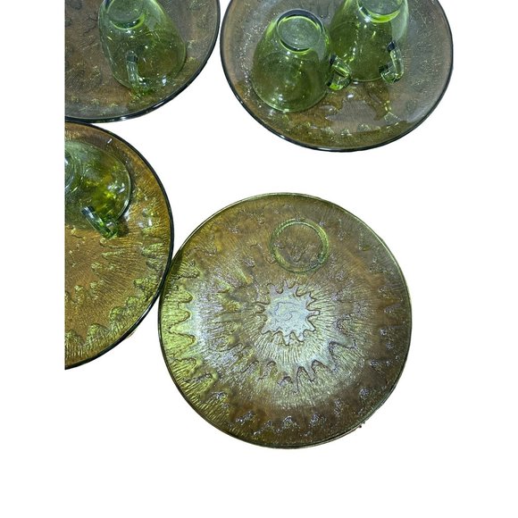 Vintage Rare Find Green Indian Glass Snack Set - Picture 10 of 12